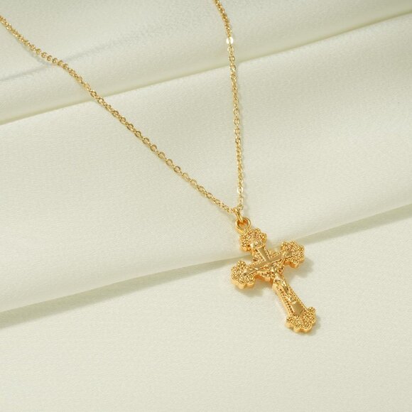 Women Gold Pendant 14K Plated Dainty Chain Simple Tiny God Religious Jewelry - Picture 5 of 7